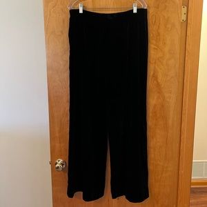 Giorgio Armani Womens Silk Rayon Blend Wide Leg Pants Black Velvet NWT Size 46